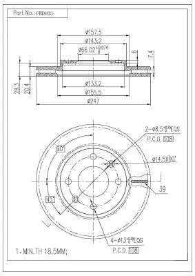 FI.BA féktárcsa - FBD103 - TothCarparts