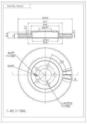 FI.BA féktárcsa - FBD127 - TothCarparts