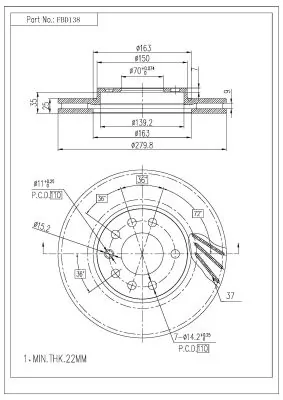 FI.BA féktárcsa - FBD138 - TothCarparts