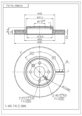 FI.BA féktárcsa - FBD141 - TothCarparts