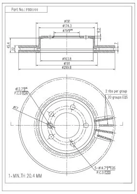 FI.BA féktárcsa - FBD144 - TothCarparts