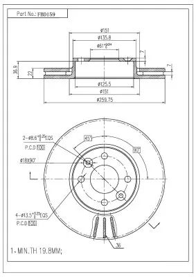 FI.BA féktárcsa - FBD159 - TothCarparts