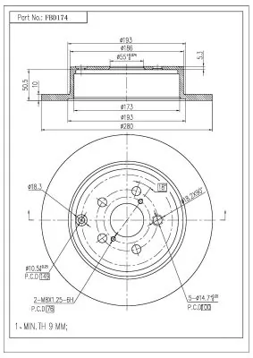 FI.BA féktárcsa - FBD174 - TothCarparts