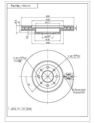 FI.BA féktárcsa - FBD245 - TothCarparts