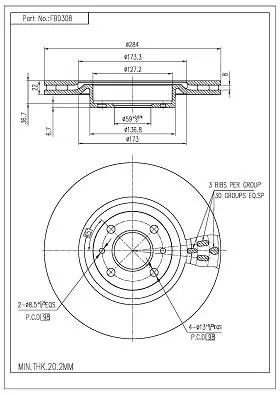 FI.BA féktárcsa - FBD308 - TothCarparts