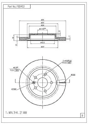 FI.BA féktárcsa - FBD453 - TothCarparts