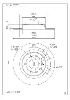FI.BA féktárcsa - FBD506 - TothCarparts