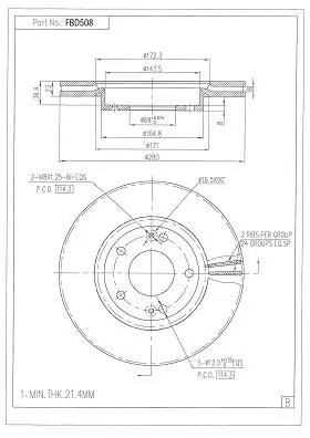 FI.BA féktárcsa - FBD508 - TothCarparts