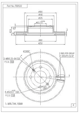 FI.BA féktárcsa - FBD522 - TothCarparts