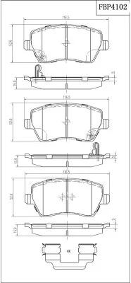 FI.BA fékbetétkészlet, tárcsafék - FBP4102 - TothCarparts