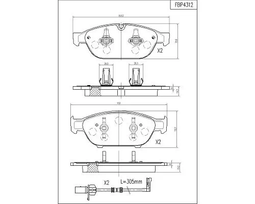 FI.BA fékbetétkészlet, tárcsafék - FBP4312 - TothCarparts