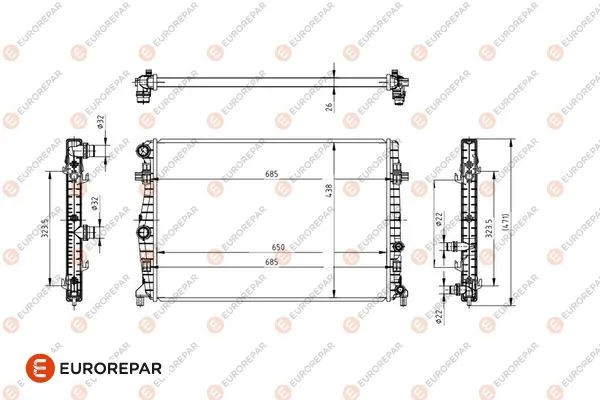 EUROREPAR hűtő, motorhűtés - 1690994980 - TothCarparts