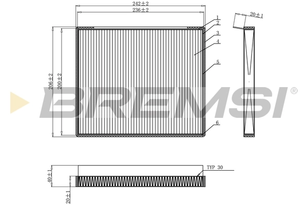 BREMSI szűrő, utastér levegő - FC0917C - TothCarparts