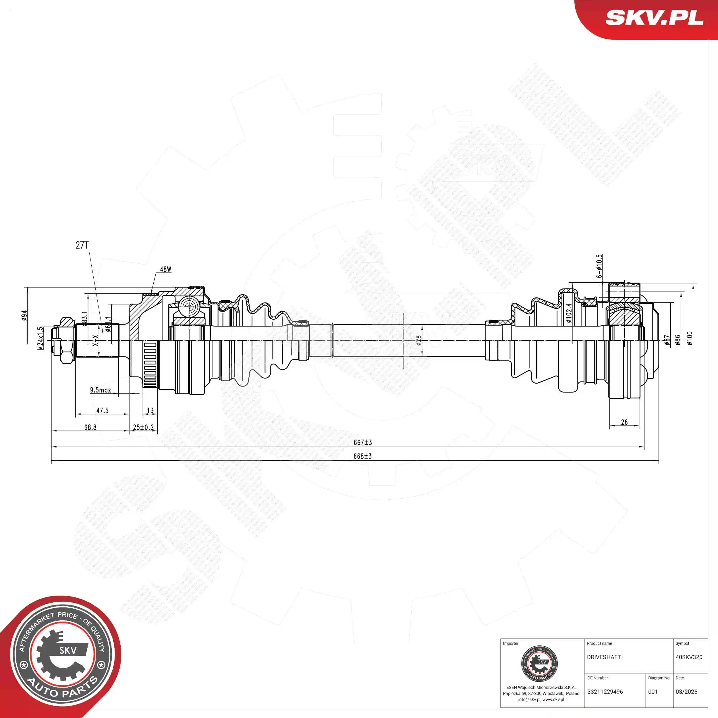 ESEN SKV hajtótengely - 40SKV320 - TothCarparts