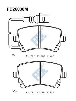 FBK fékbetétkészlet, tárcsafék - FD26038M - TothCarparts