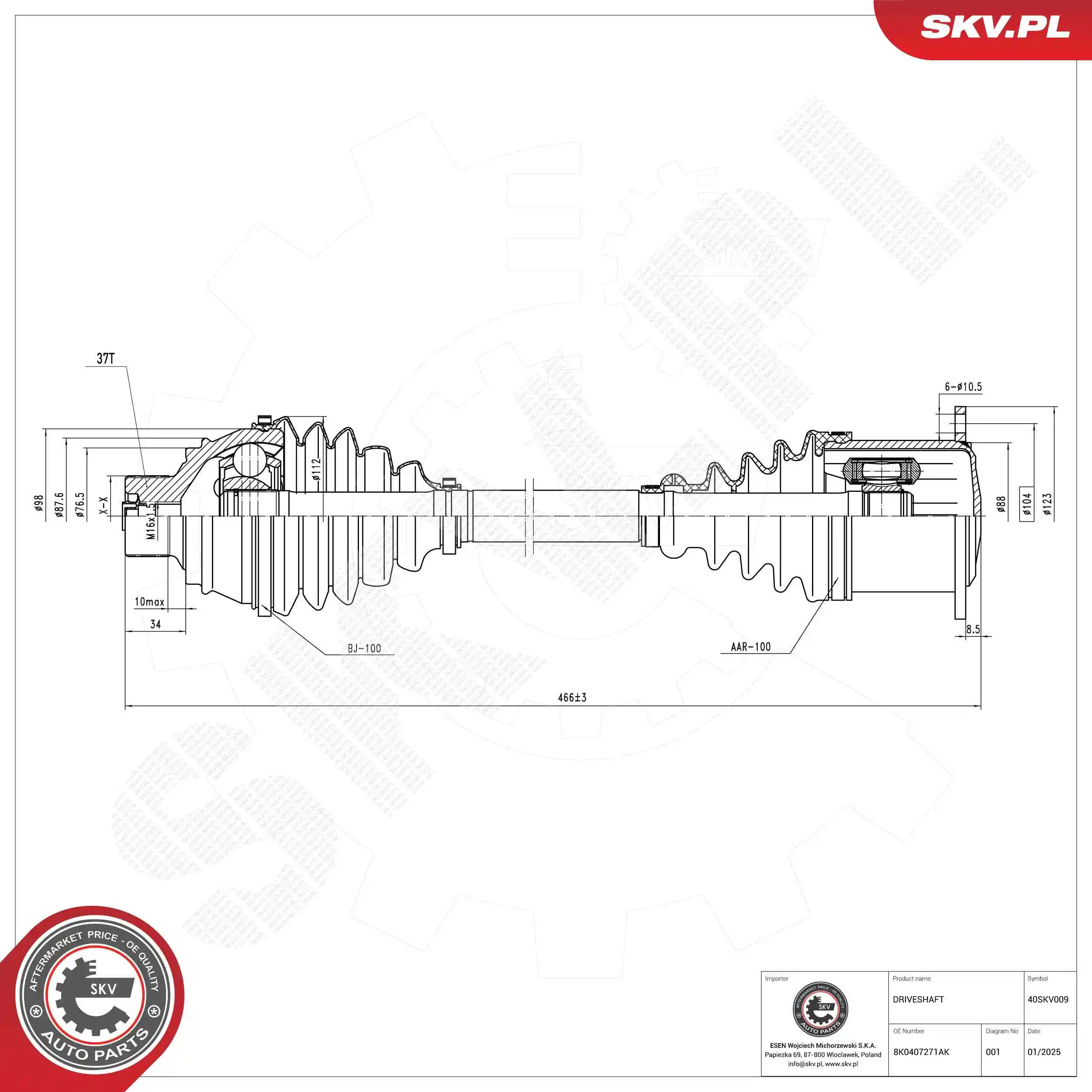 ESEN SKV hajtótengely - 40SKV009 - TothCarparts