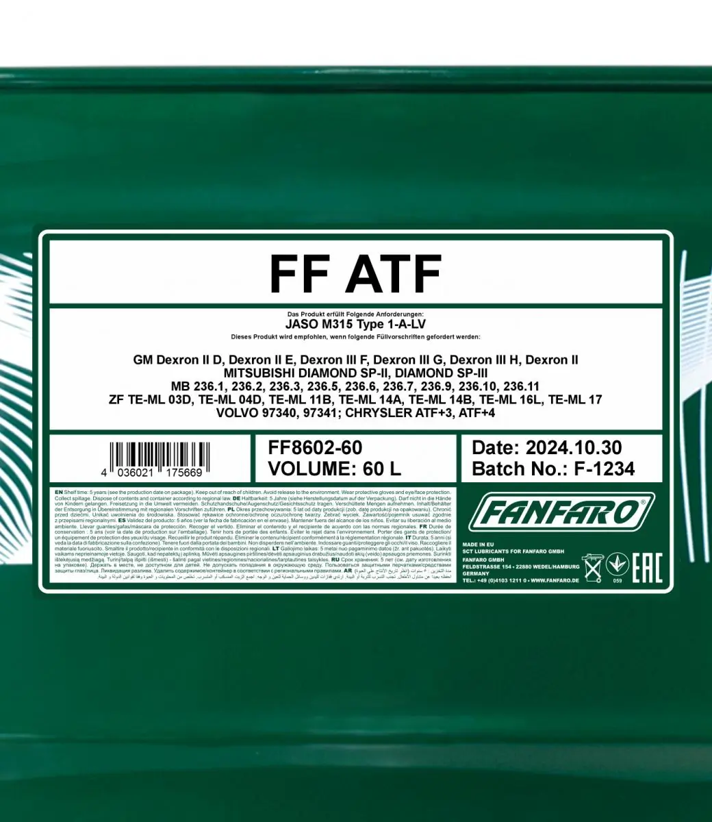 SCT - MANNOL Olaj, automata sebességváltó - FF8602-60 - TothCarparts