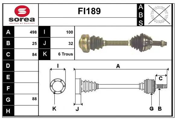 SERA hajtótengely - FI189 - TothCarparts