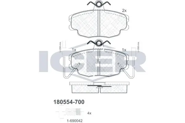 ANDEL fékbetétkészlet, tárcsafék - 180554-700 - TothCarparts