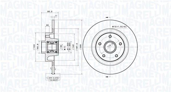 MAGNETI MARELLI féktárcsa - 360406214000 - TothCarparts