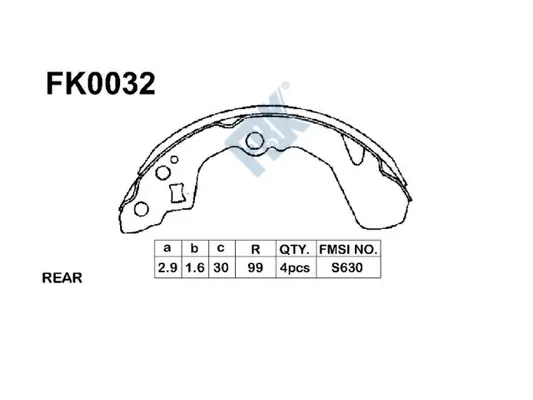 FBK fékpofakészlet - FK0032 - TothCarparts