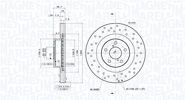 MAGNETI MARELLI féktárcsa - 360406216802 - TothCarparts