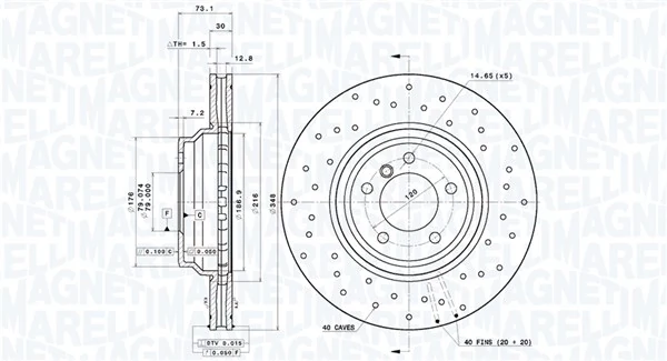 MAGNETI MARELLI féktárcsa - 360406218802 - TothCarparts