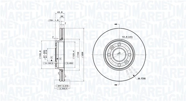 MAGNETI MARELLI féktárcsa - 360406211001 - TothCarparts