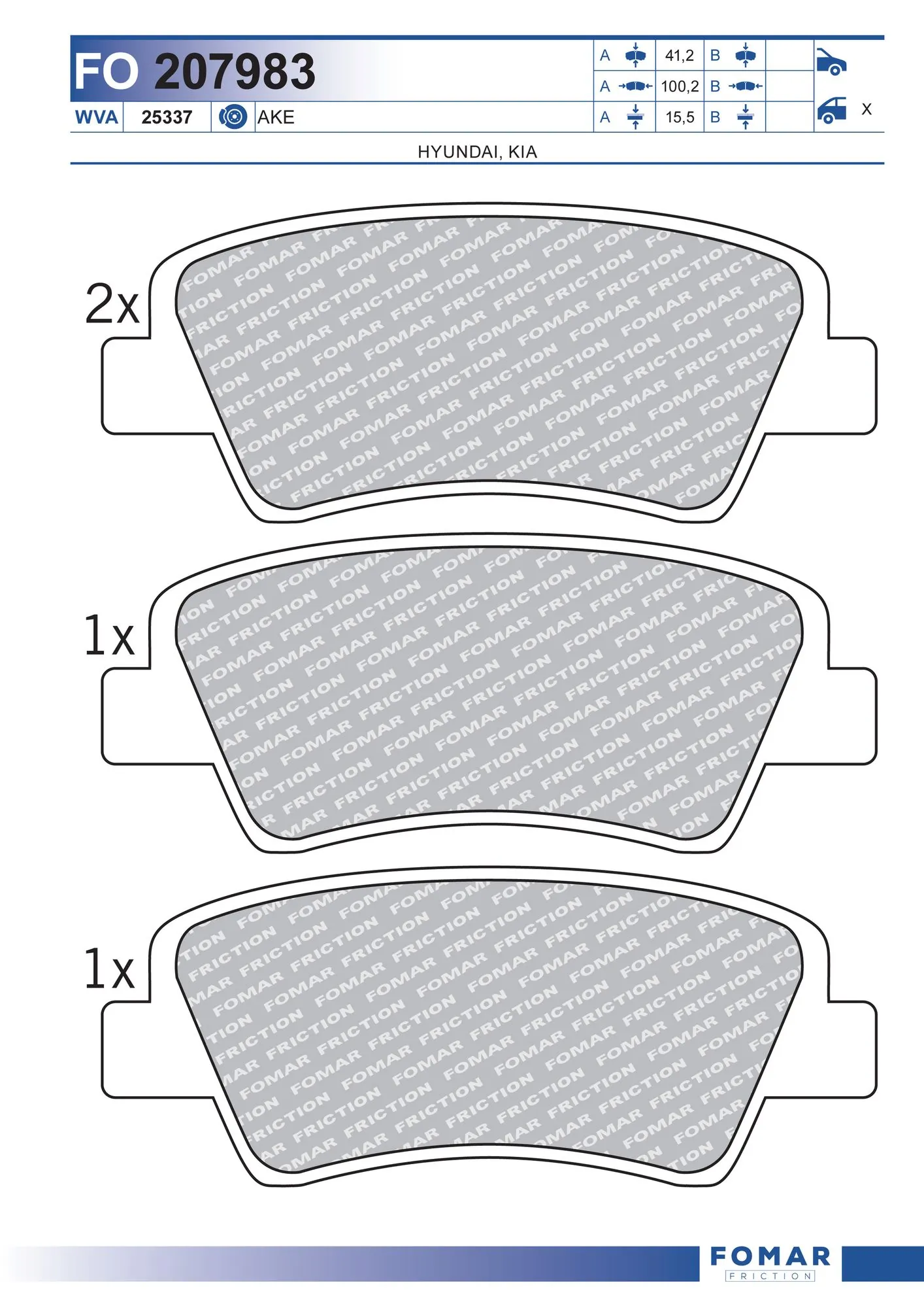 FOMAR Friction fékbetétkészlet, tárcsafék - FO 207983 - TothCarparts
