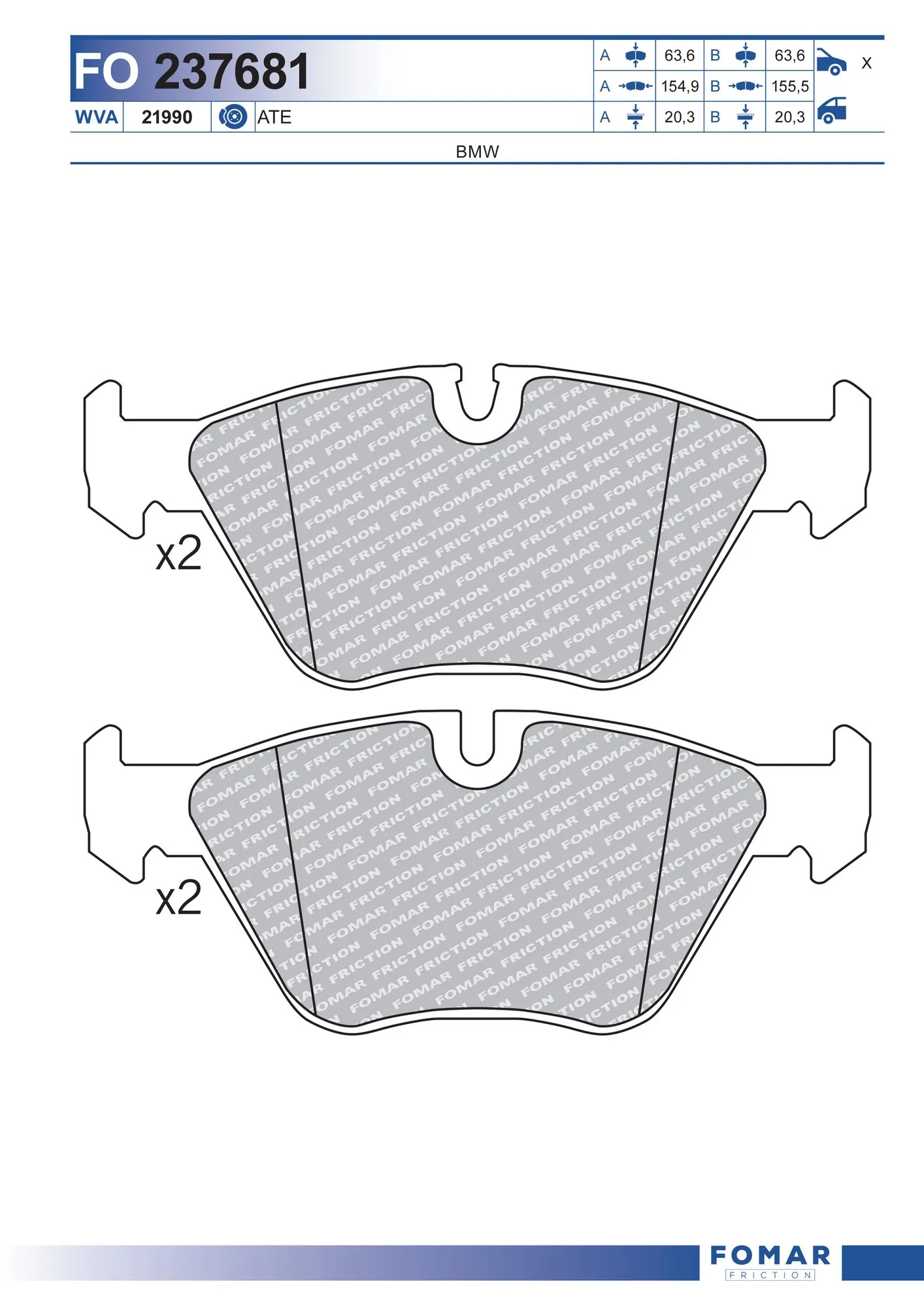 FOMAR Friction fékbetétkészlet, tárcsafék - FO 237681 - TothCarparts