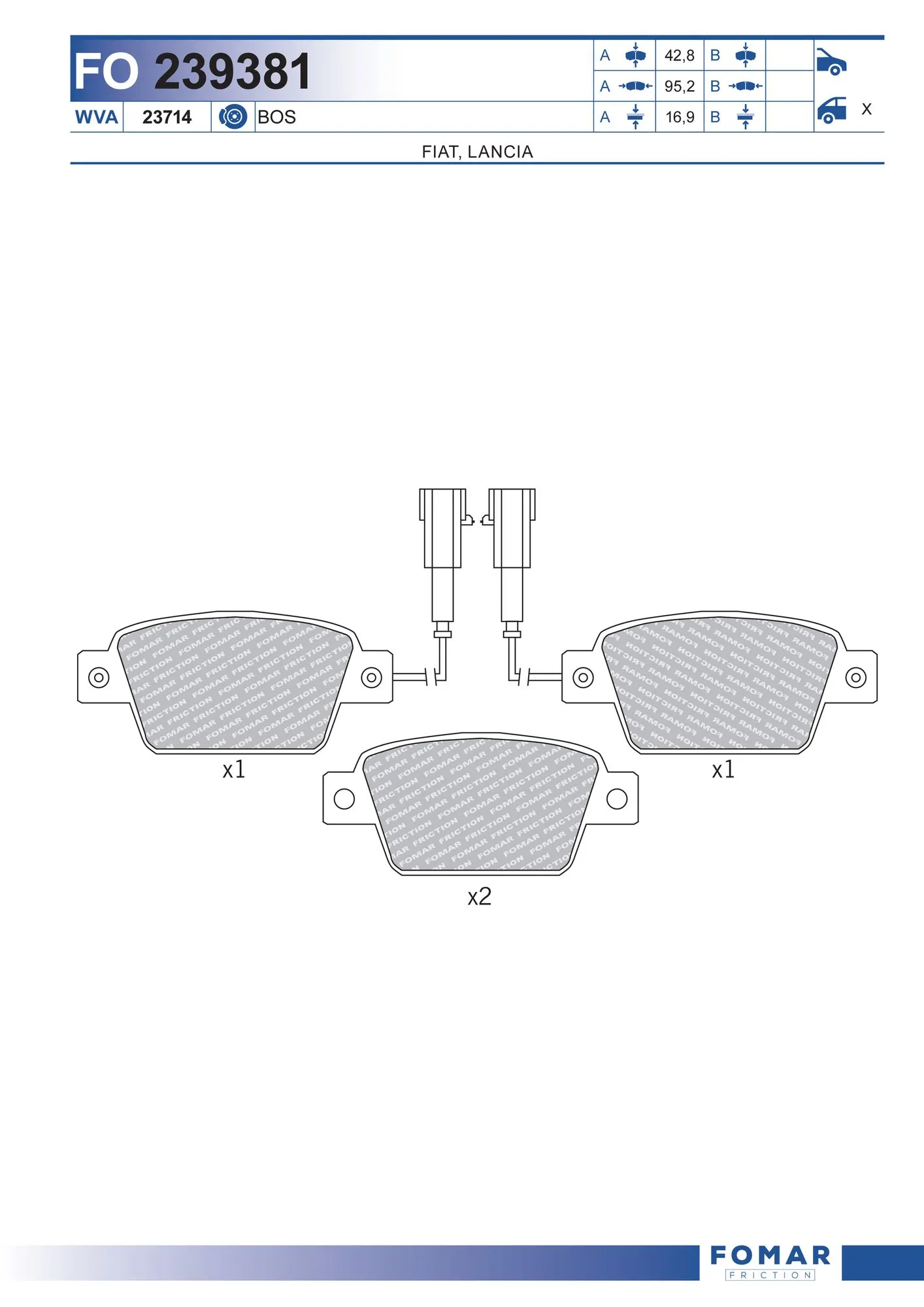 FOMAR Friction fékbetétkészlet, tárcsafék - FO 239381 - TothCarparts