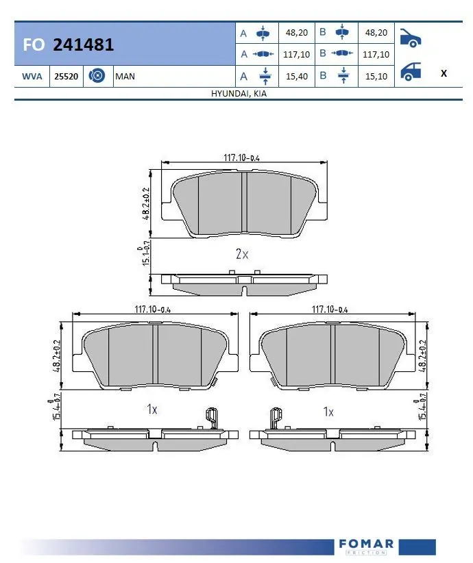 FOMAR Friction fékbetétkészlet, tárcsafék - FO 241481 - TothCarparts
