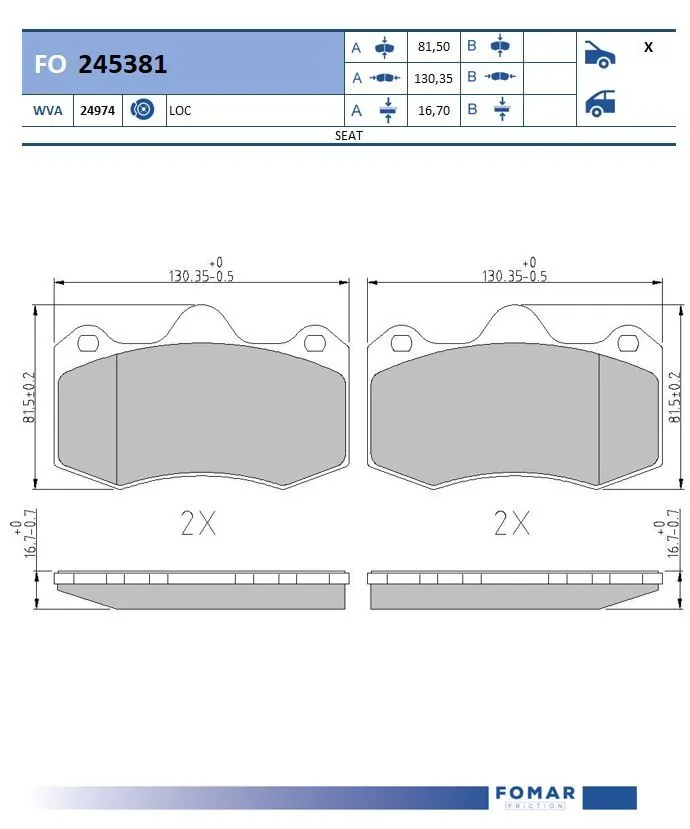 FOMAR Friction fékbetétkészlet, tárcsafék - FO 245381 - TothCarparts