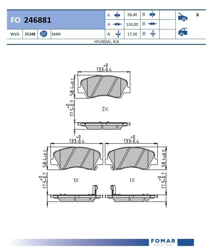 FOMAR Friction fékbetétkészlet, tárcsafék - FO 246881 - TothCarparts