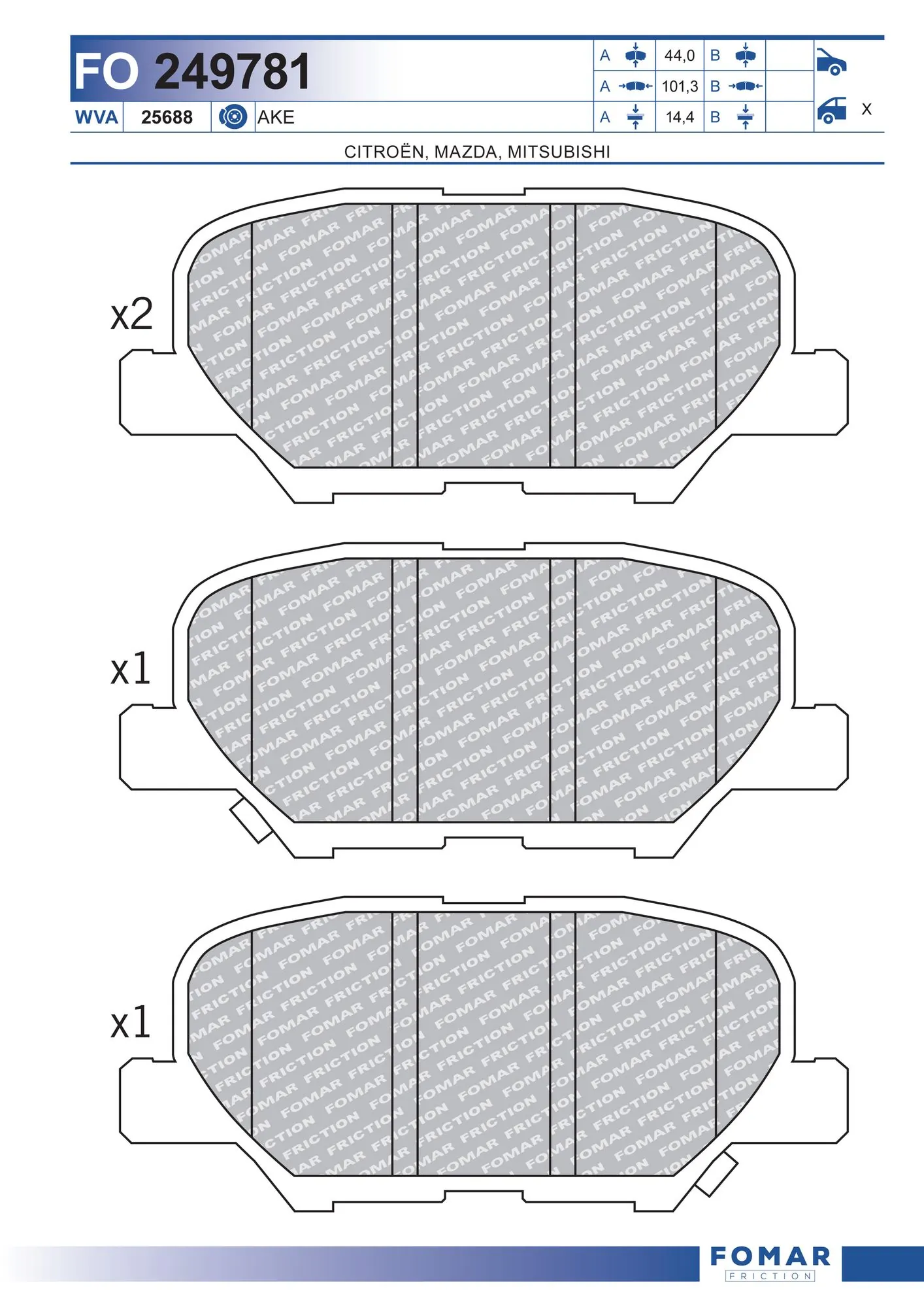 FOMAR Friction fékbetétkészlet, tárcsafék - FO 249781 - TothCarparts