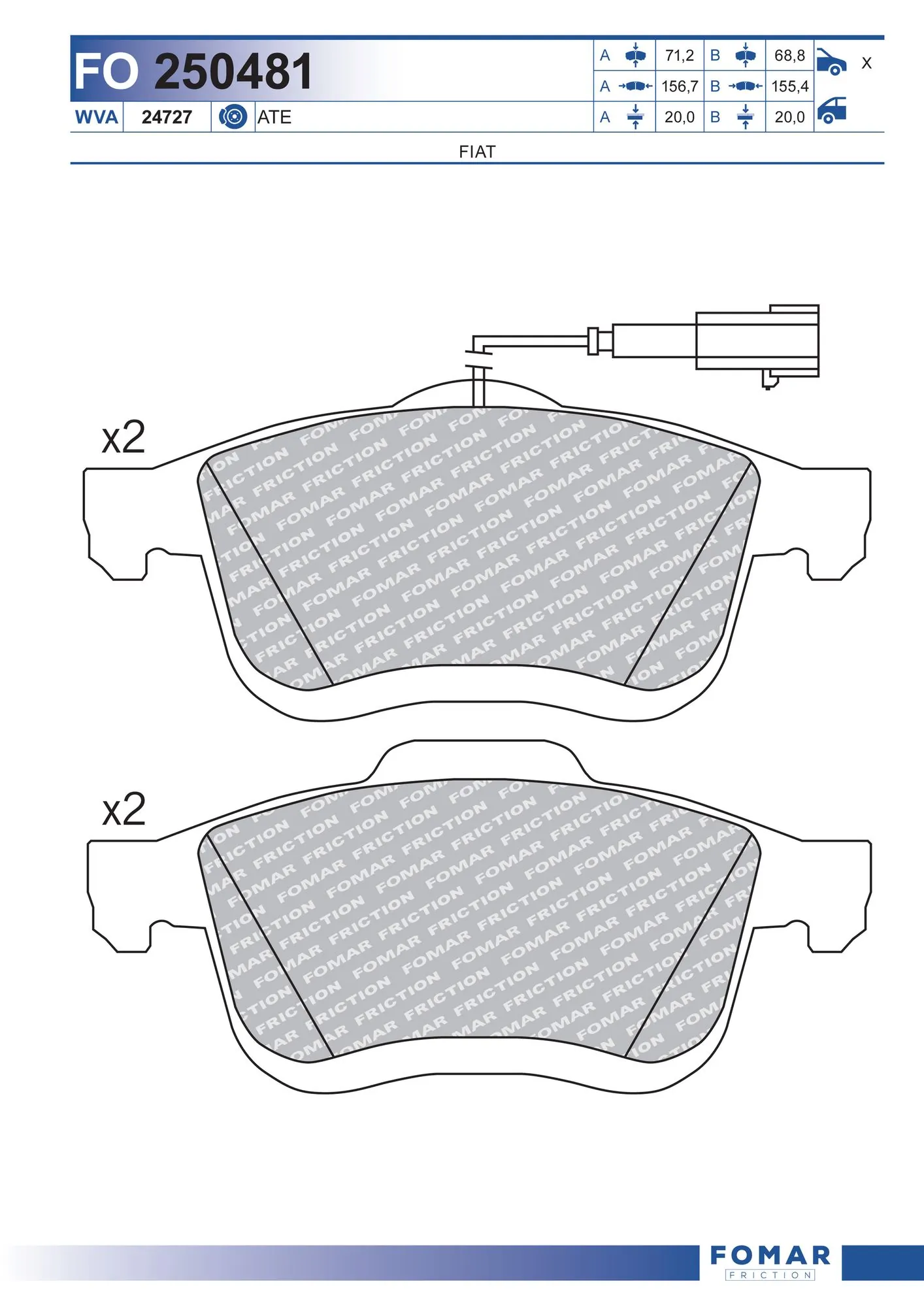 FOMAR Friction fékbetétkészlet, tárcsafék - FO 250481 - TothCarparts