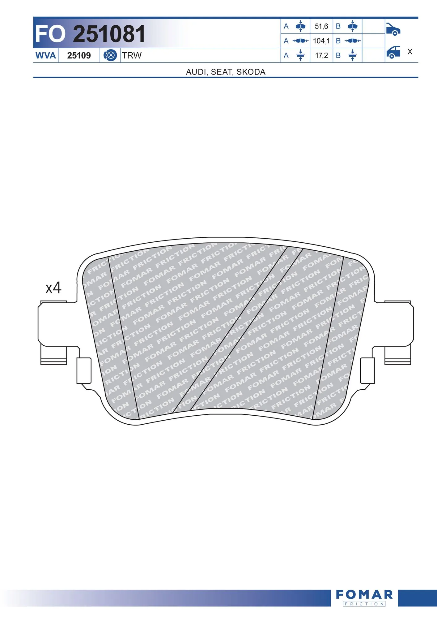 FOMAR Friction fékbetétkészlet, tárcsafék - FO 251081 - TothCarparts