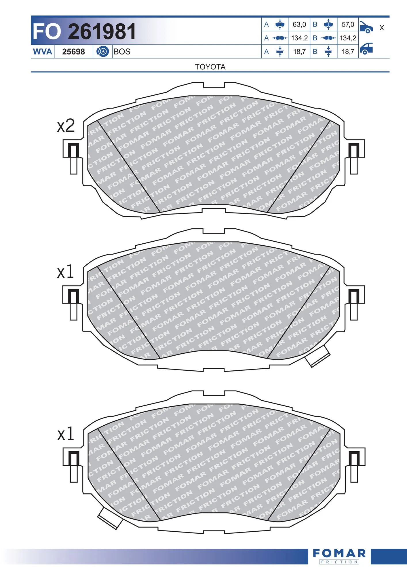 FOMAR Friction fékbetétkészlet, tárcsafék - FO 261981 - TothCarparts