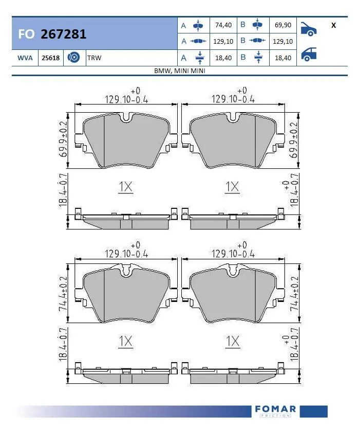 FOMAR Friction fékbetétkészlet, tárcsafék - FO 267281 - TothCarparts