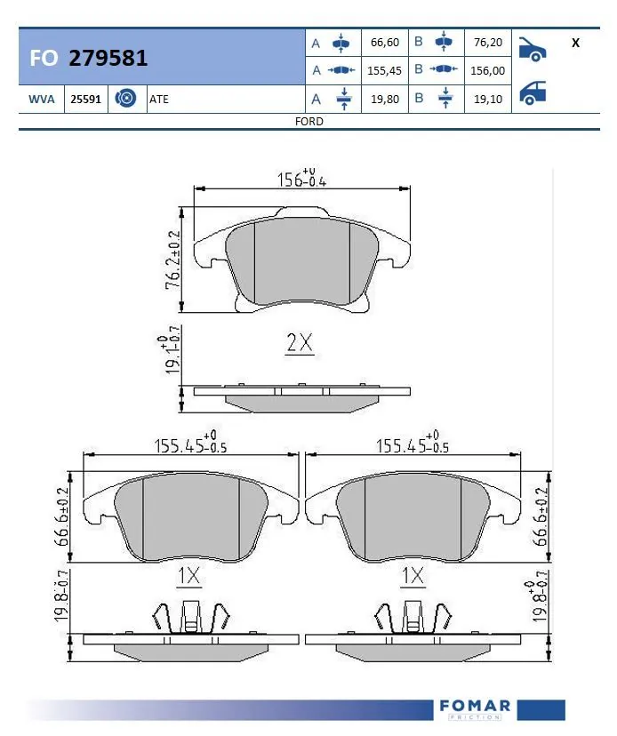 FOMAR Friction fékbetétkészlet, tárcsafék - FO 279581 - TothCarparts