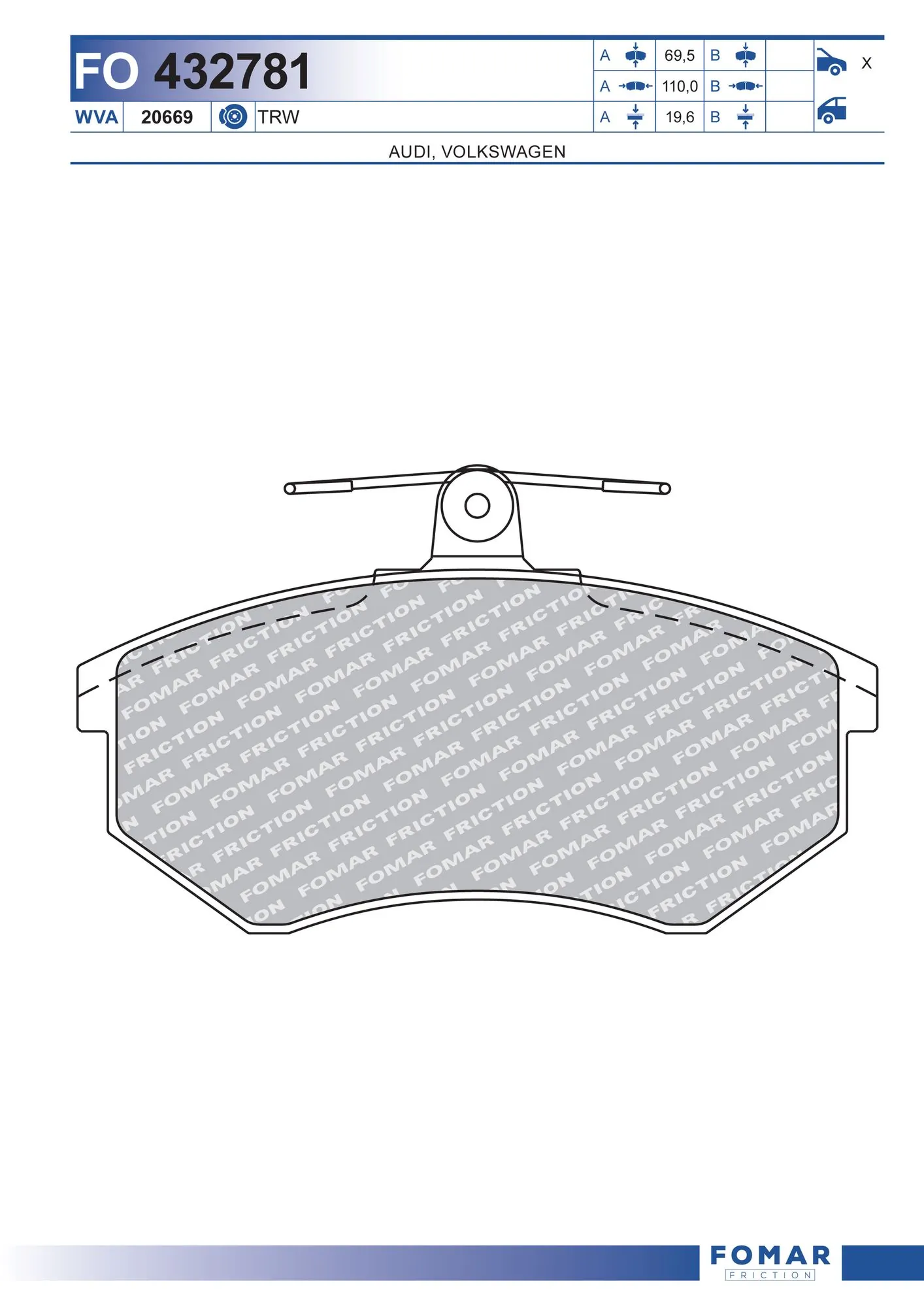 FOMAR Friction fékbetétkészlet, tárcsafék - FO 432781 - TothCarparts