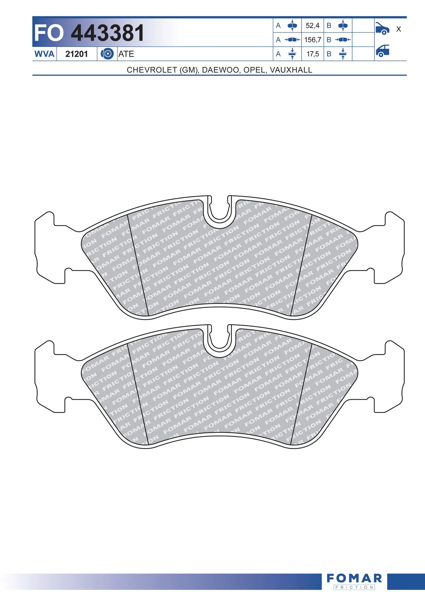 FOMAR Friction fékbetétkészlet, tárcsafék - FO 443381 - TothCarparts