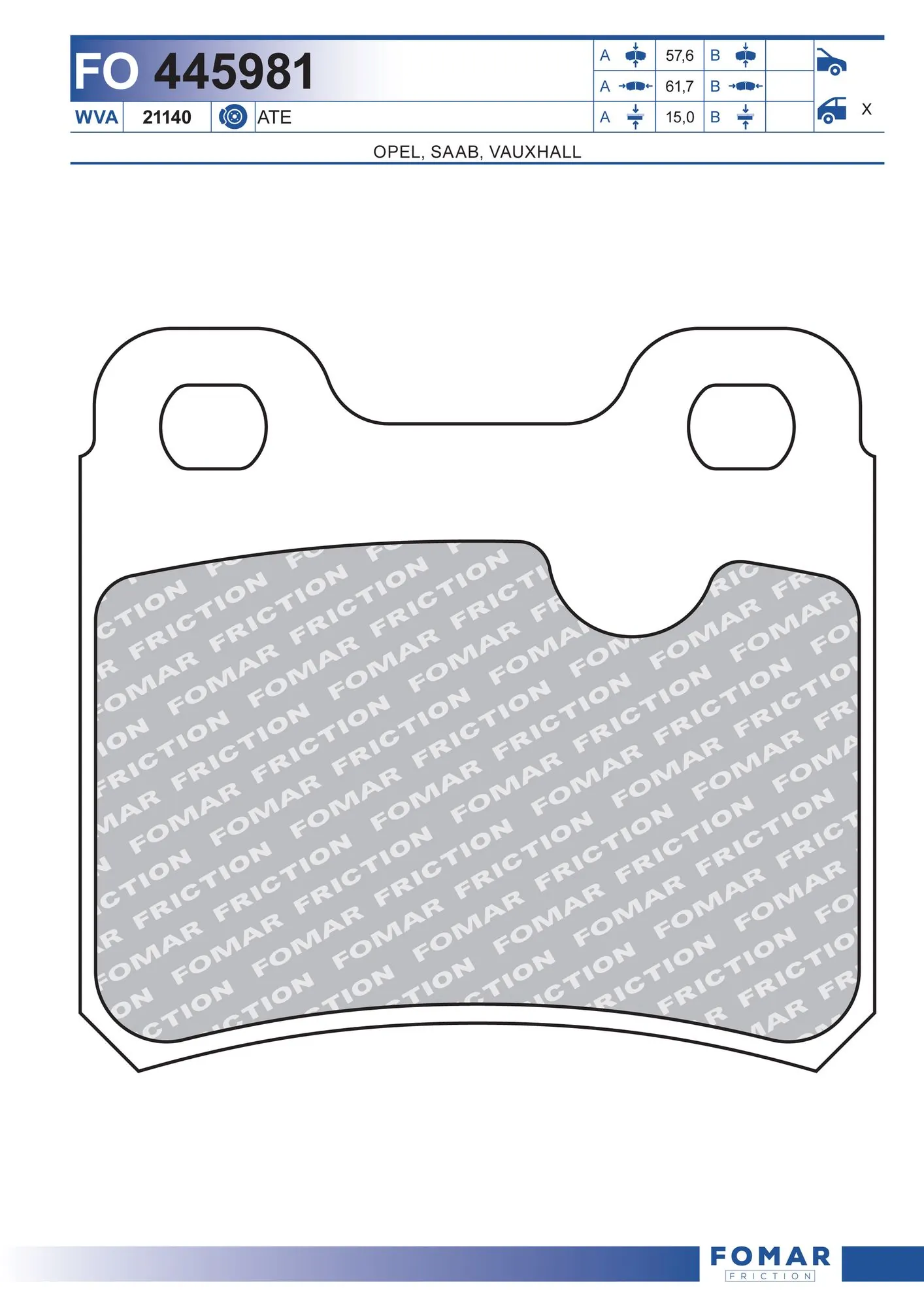 FOMAR Friction fékbetétkészlet, tárcsafék - FO 445981 - TothCarparts