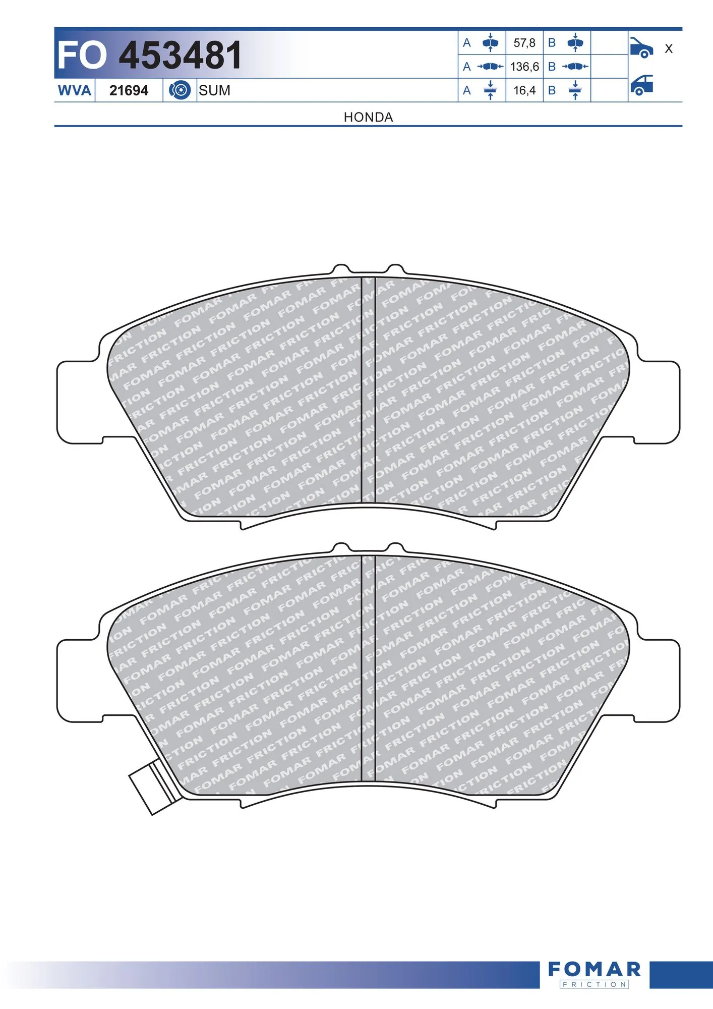 FOMAR Friction fékbetétkészlet, tárcsafék - FO 453481 - TothCarparts