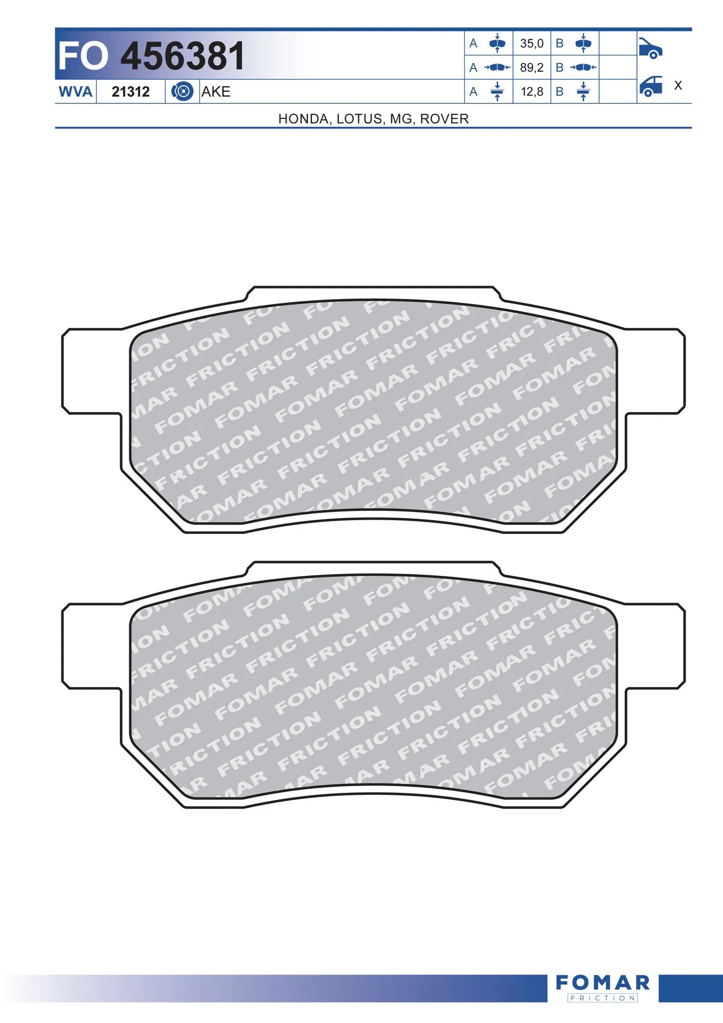 FOMAR Friction fékbetétkészlet, tárcsafék - FO 456381 - TothCarparts