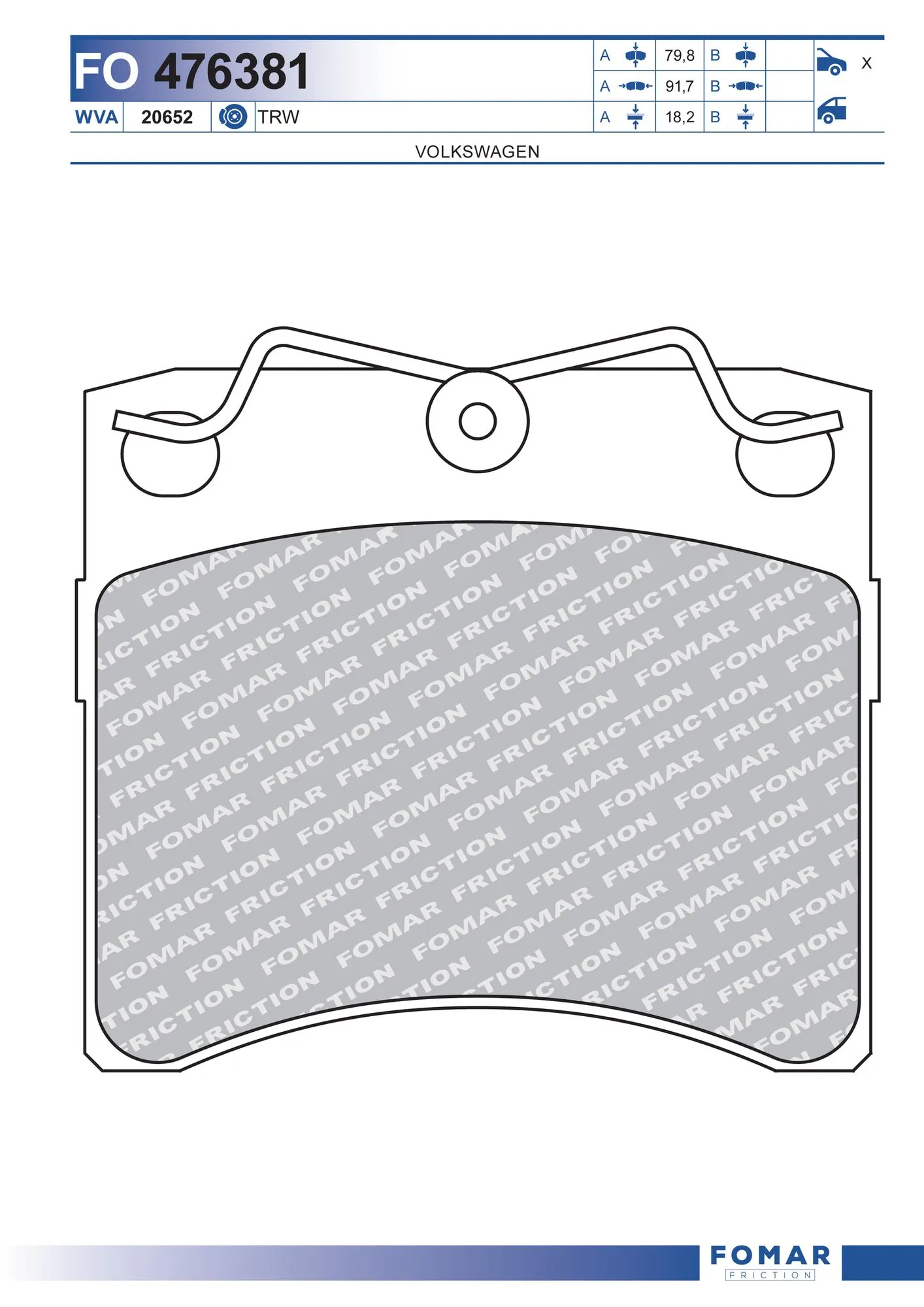 FOMAR Friction fékbetétkészlet, tárcsafék - FO 476381 - TothCarparts