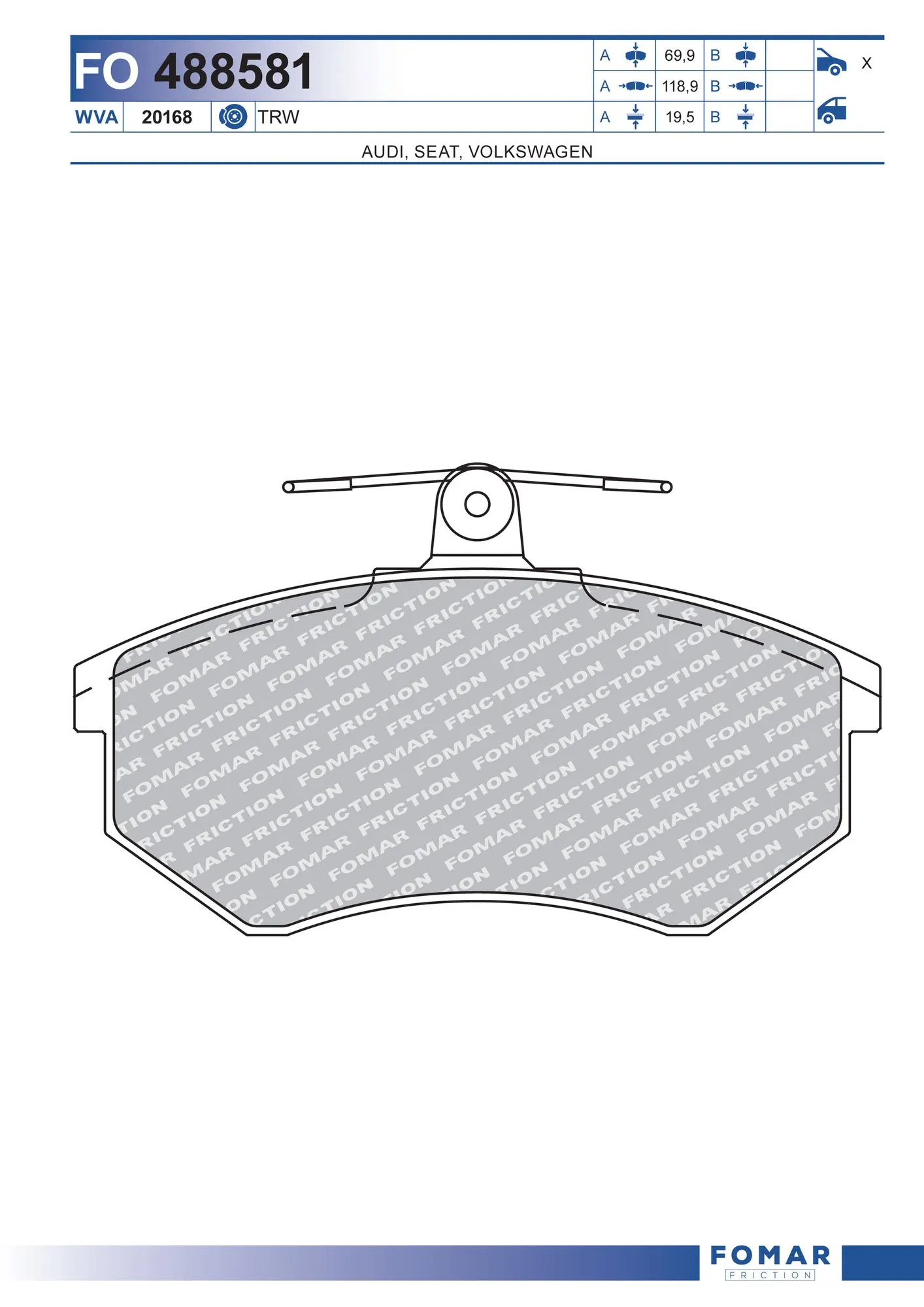 FOMAR Friction fékbetétkészlet, tárcsafék - FO 488581 - TothCarparts