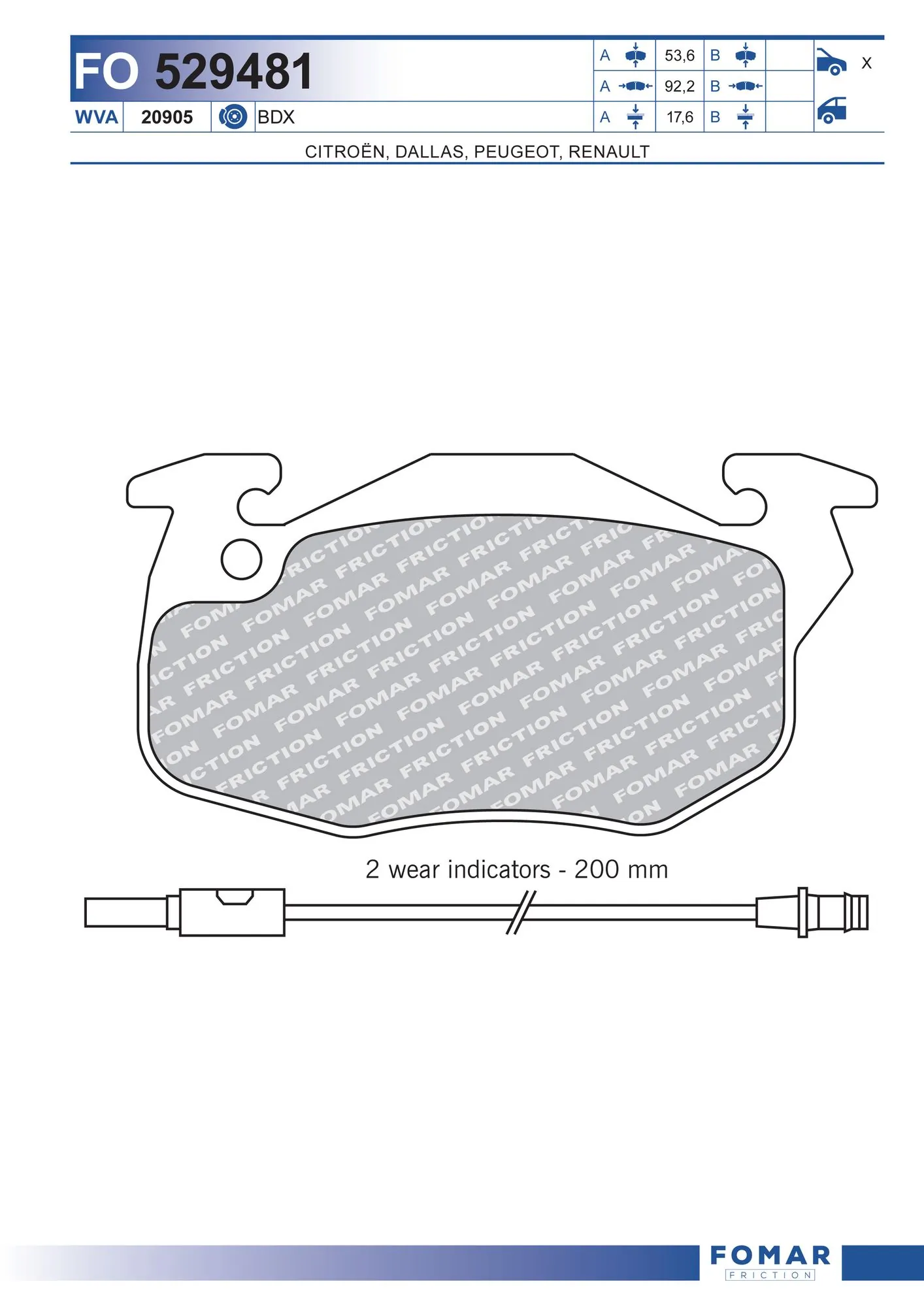 FOMAR Friction fékbetétkészlet, tárcsafék - FO 529481 - TothCarparts