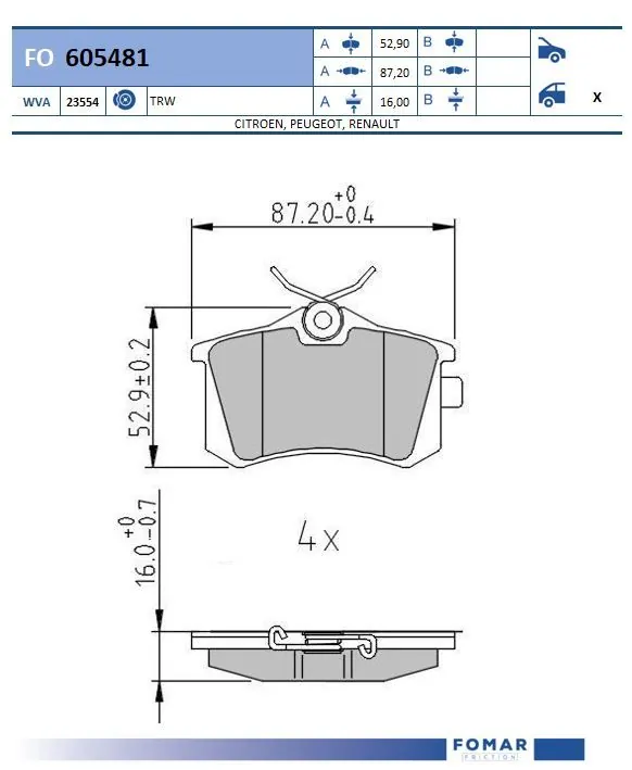 FOMAR Friction fékbetétkészlet, tárcsafék - FO 605481 - TothCarparts