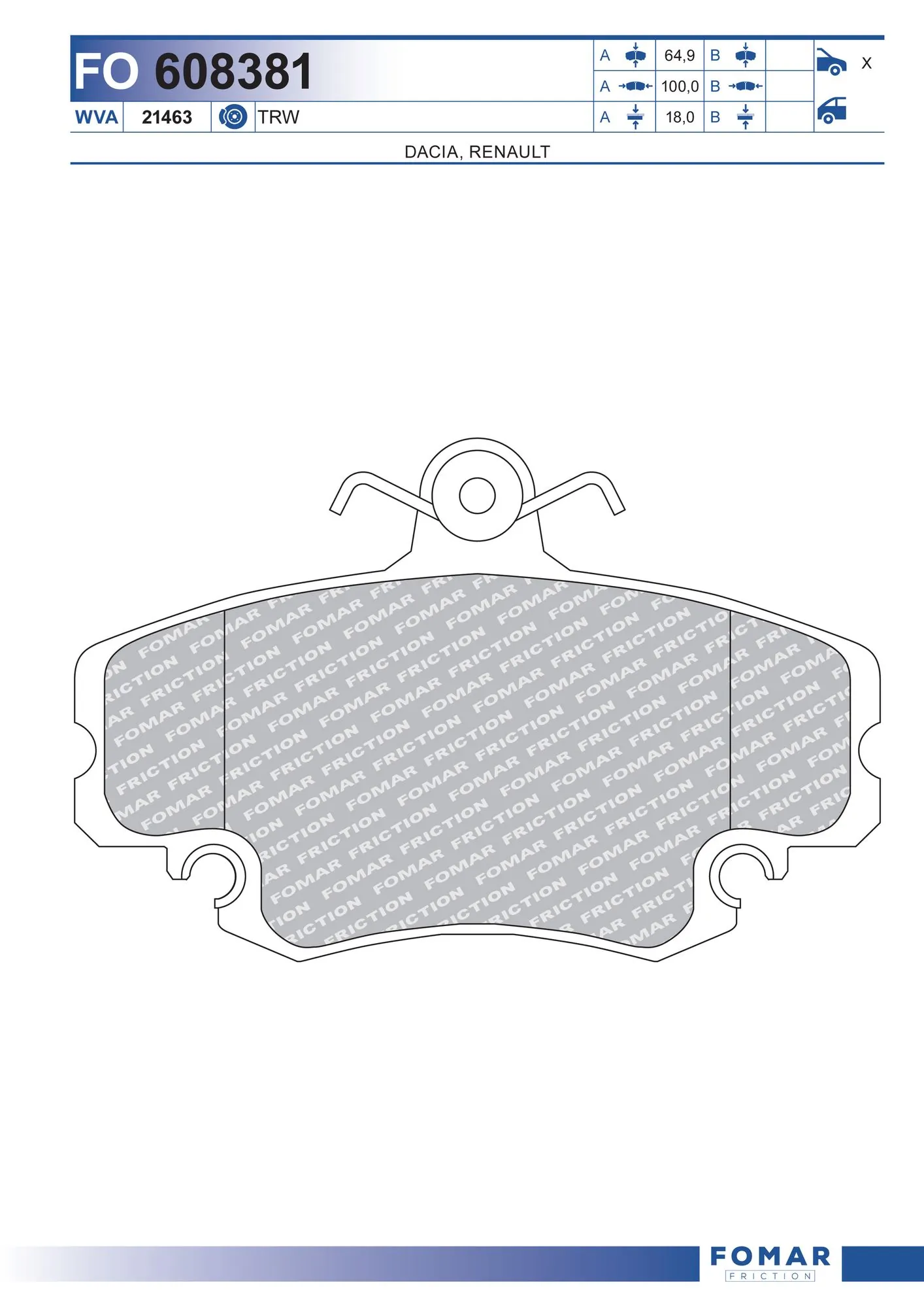 FOMAR Friction fékbetétkészlet, tárcsafék - FO 608381 - TothCarparts